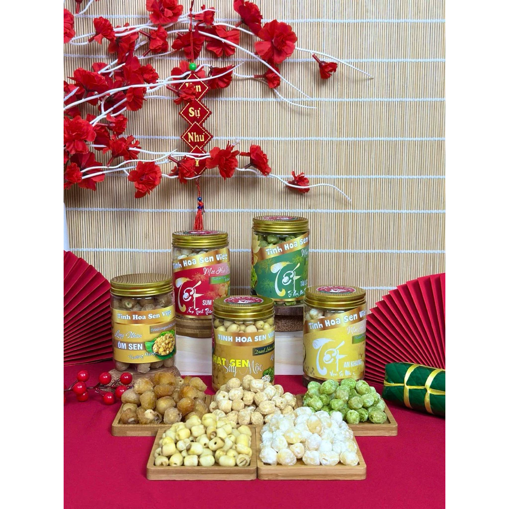 COMBO NGŨ VỊ HẠT SEN nhà Senfarm - Mứt Tết - Bánh Tết - Quà Tết