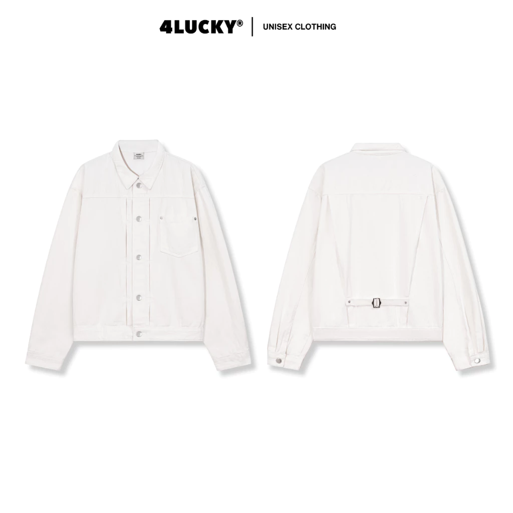 Áo Khoác KaKi Phối Li Trước Sau Basic 4Lucky 6166, Kaki Jacket Túi Trước Form Rộng Thanh Lịch Unisex