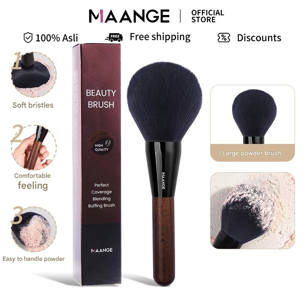 MAANGE Cọ trang điểm cọ phấn lớn chuyên nghiệp màu gỗ lông lụa vi tinh thể tay cầm bằng gỗ 52100