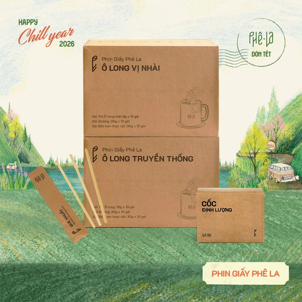 [COMBO 02 Phin giấy] Trà Ô Long phin giấy Phê La (Hộp 10 gói): vị Nhài Sữa/ vị Sữa