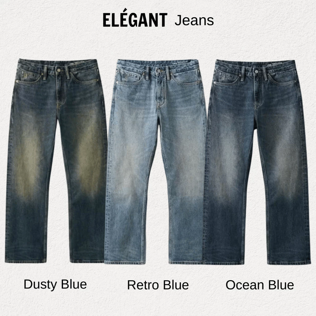 Quần Jean Nam 3 Màu Retro Ống Rộng CẠP CAO, Quần Bò Nam Nữ Ống Rộng 3 Màu Xanh Wash HOT Có Bigsize