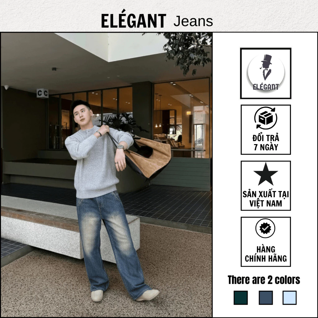 Quần Suông Striper Denim Ống Suông Rộng ELEGANT | Quần Bò Nam Nữ Kẻ Sọc,  Form Suông Rộng Có BigSize