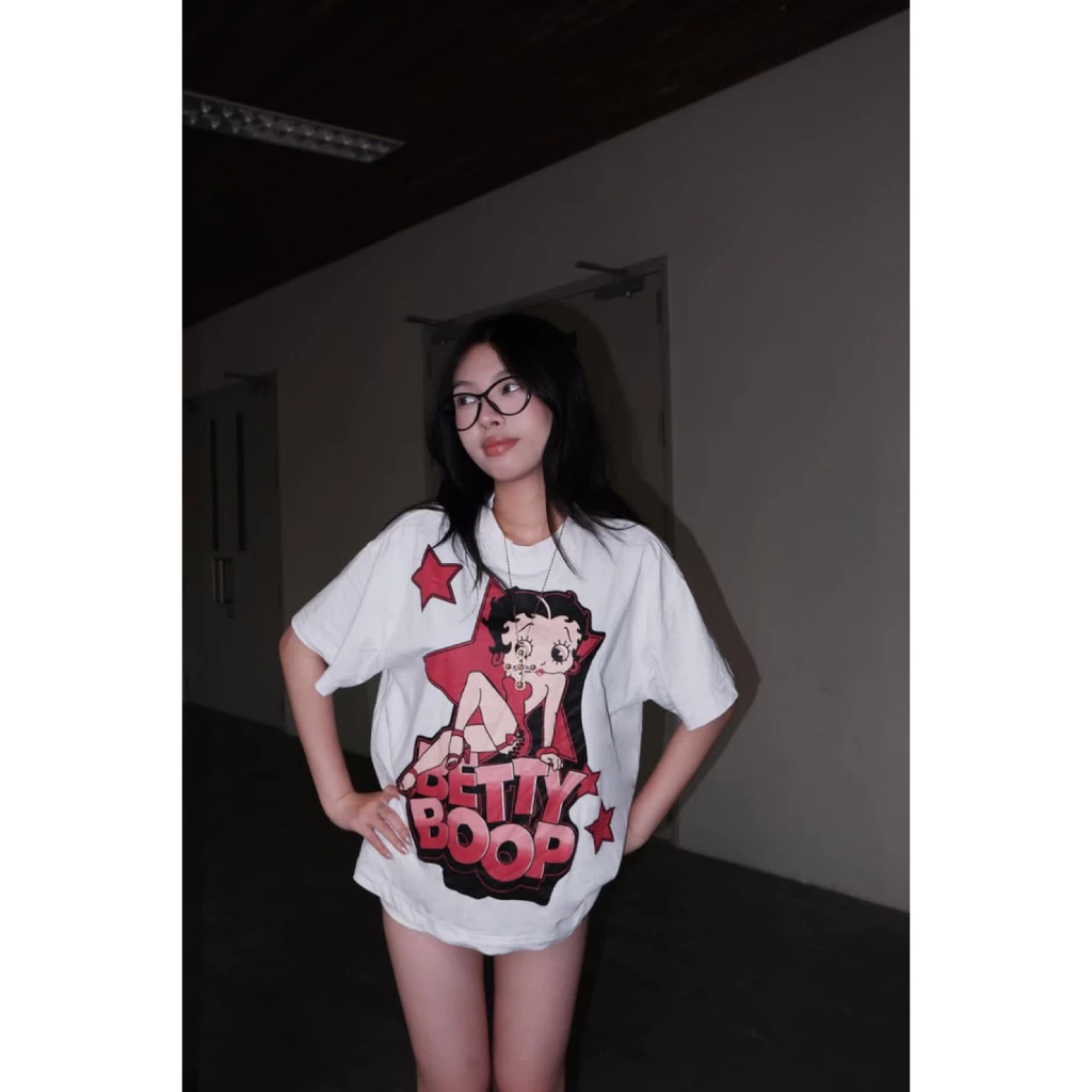 Áo Thun BETTY BOOP Ver2 Chất Liệu Cotton 100% 2 Chiều, Cao Cấp, Co Giãn, Form Rộng Tay Lỡ, Định Lượng 250gsm