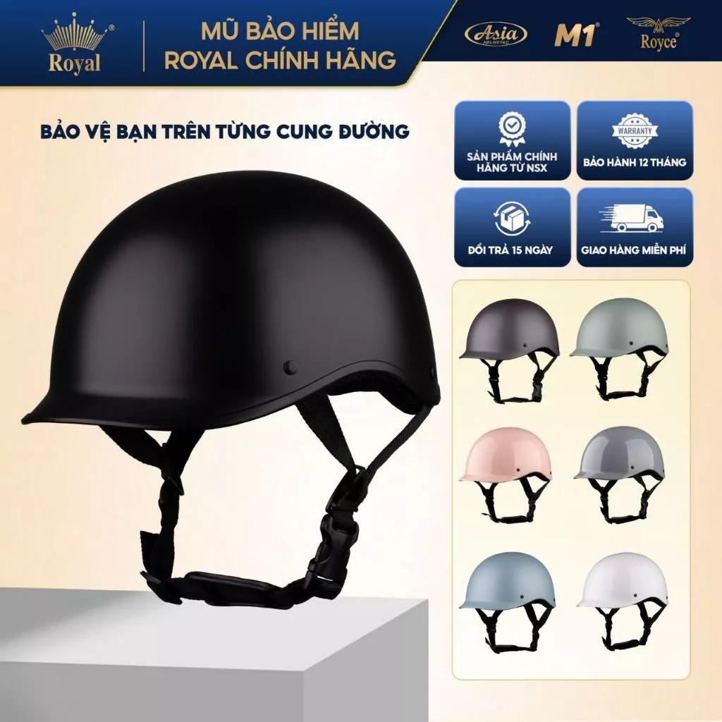 [Độc Quyền] Mũ bảo hiểm nửa đầu M1 S05 Cá Heo, Đạt chuẩn xe máy, bảo hành 12 tháng tại Nhà Sản Xuất