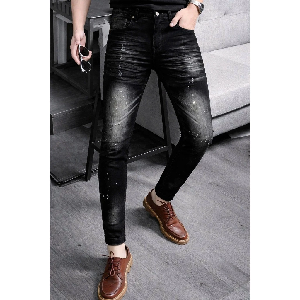 Quần jean rách  sướt chất vải bò co giãn nhẹ phối loang màu trẻ trung mẫu-BQT77 SHOP