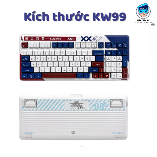Bàn phím cơ không dây bluetooth ATAS KW99 Pro 3 Mode kết nối Pin sạc - Red swtich - Có Hot-swap - Led Rainbow