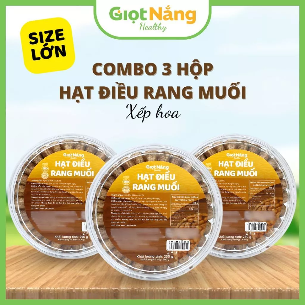 Combo 1,5kg Hạt Điều Xếp Hoa (Cả Bao Bì) từ Nông Sản Giọt Nắng Dịp Tết Trung Thu