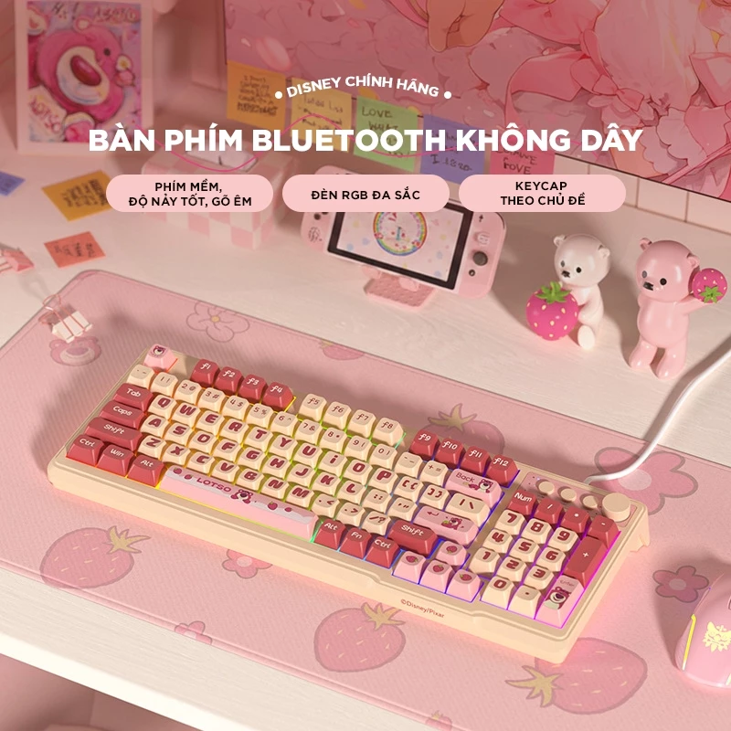 Bàn phím giả cơ ONIKUMA D98 không dây Bluetooth/2.4G Phím Led Pin Sạc 2000mAh cho văn phòng kết nối Laptop máy tính/ipad