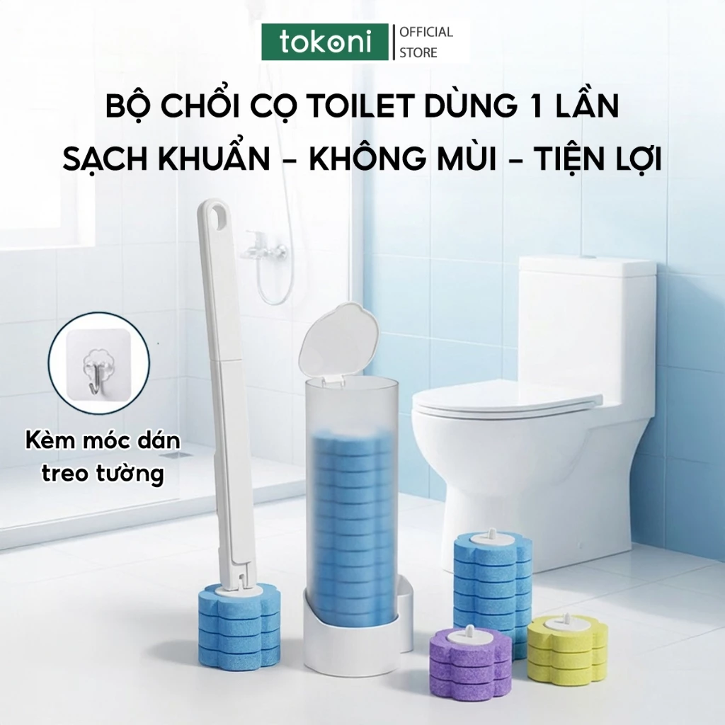 Bộ Chổi Cọ Nhà Vệ Sinh Toilet Bồn Cầu JYoohome Bông Lau Dùng 1 Lần Khử Mùi Sạch Mọi Ngóc Ngách