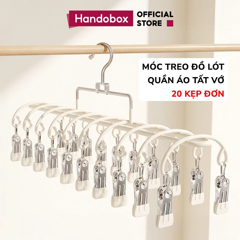 Móc Treo Quần Áo Đồ Lót Tất Vớ Handobox Móc Kẹp Chống Trượt Phơi Đồ Đa Năng Gọn Gàng