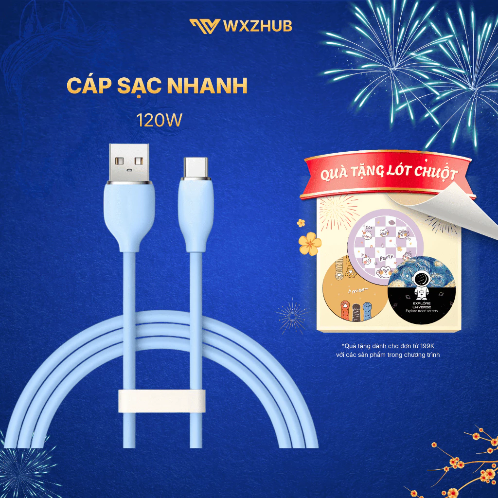 Dây Cáp Sạc Nhanh 120W USB to Type-C, Cáp Sạc Nhanh An Toàn, Sạc Siêu Tốc