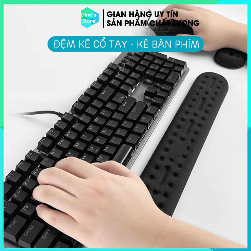 Đệm kê tay bàn phím đệm kê cổ tay bằng cao su non lót chuột 3D kiêm bàn di chuột mouse pad DinoStore  (OEM)
