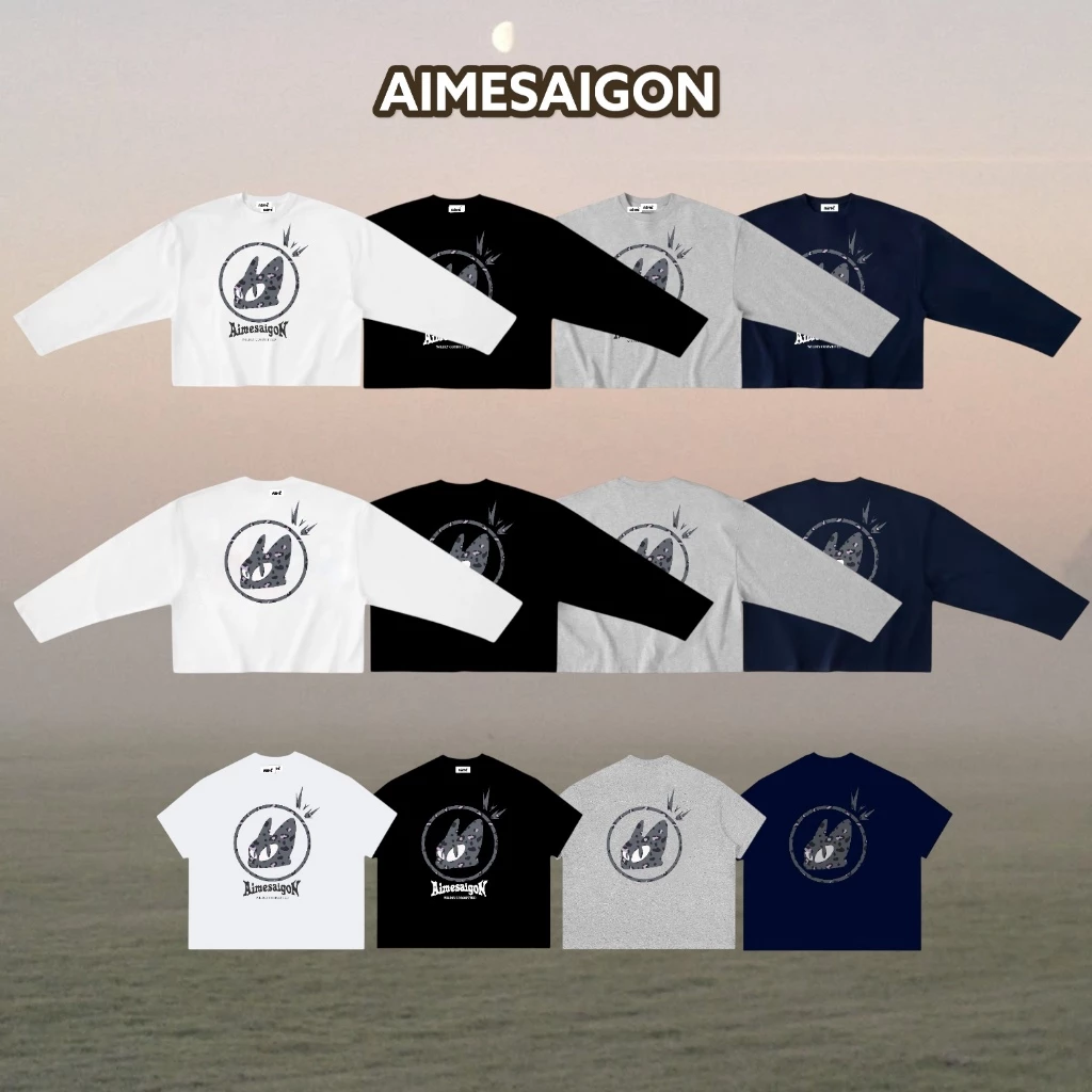 [ATDTN01] Aimesaigon Áo Thun Tay Dài - Tay Ngắn Long Sleeve Boxy AIMÉ Form Rộng Cổ Tròn "RĂNG SÚN DRAGON" Unisex Nam Nữ