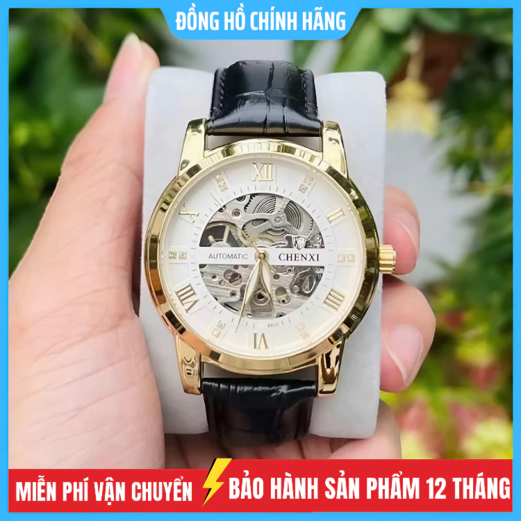 Đồng hồ cơ nam Chính hãng Chenxi 8802 dây da cao cấp máy cơ tự động , chống nước tốt , bảo hành 12 tháng
