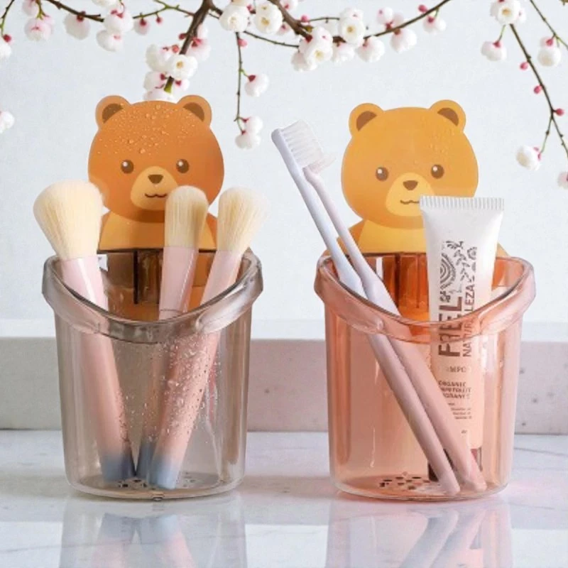 Combo 5 Cốc Gấu Đựng Bàn Chải Kem Đánh Răng, Cốc Gấu Dán Tường Siêu Dính