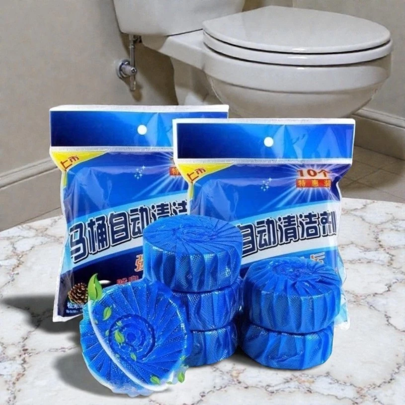 Viên thả bồn cầu khử mùi hôi tẩy sạch mảng bám vi khuẩn, viên xả toilet gói 10 cục diệt khuẩn vệ sinh vết bám bẩn
