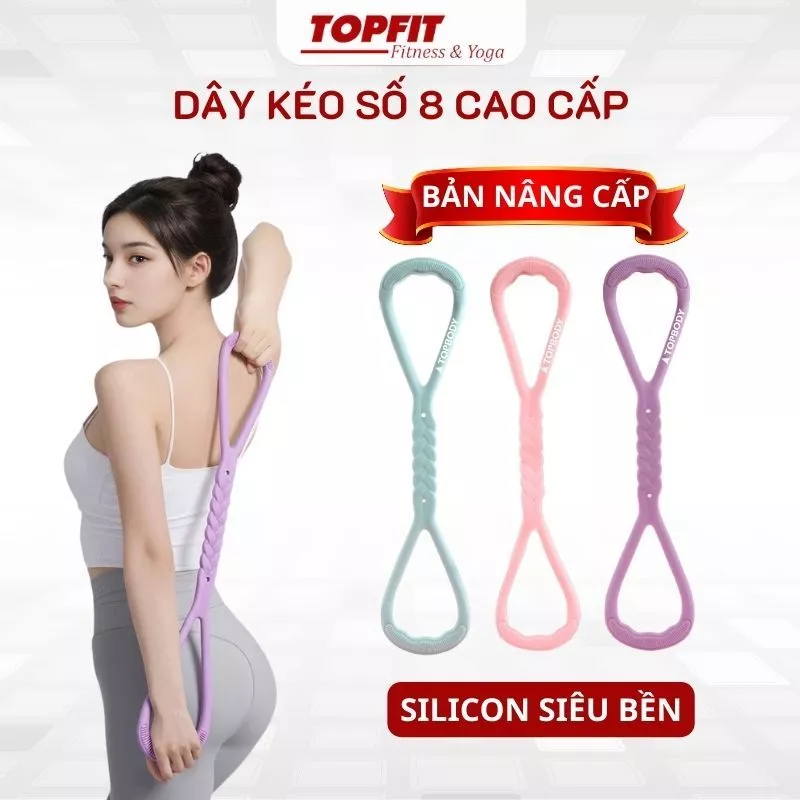 Dây Kháng Lực Số 8 Silicon Topbody Cao Cấp – Dây Kéo Đàn Hồi Tập Tay Vai Lưng, Tập Gym Yoga Tại Nhà – DAYDH05