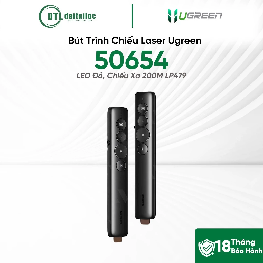 Bút Trình Chiếu Laser Ugreen 50654 LED Đỏ, Chiếu Xa 200M LP479 | Chính Hãng | Bảo Hành 18 Tháng
