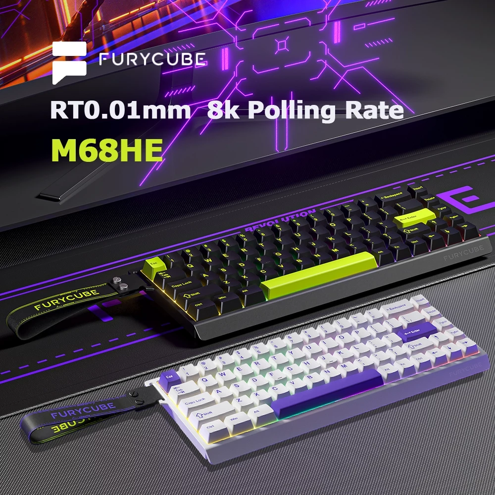 Bàn Phím Cơ Gaming FURYCUBE M68HE, Rapid Trigger, Switch Nam Châm, Hỗ trợ Hot-swap, Led RGB, 8k Polling Rate