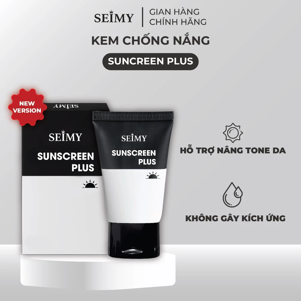 Kem Chống Nắng Seimy Sunscreen Plus SPF 50+ Nâng Tone Không Gây Kích Ứng Phù Hợp Với Mọi Loại Da 35g