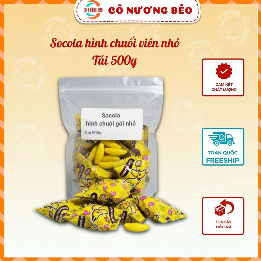 Socola Hình Chuối Túi Lớn 500g Tiết Kiệm, Bánh Kẹo Ăn Vặt Nội Địa Thơm Ngon Tiện Lợi Cô Nương Béo