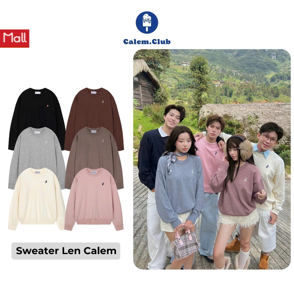 Calem.Club - Áo len Sweater SOFT CREAM chất len dệt kim Premium cổ tròn form rộng unisex nam nữ thu đông