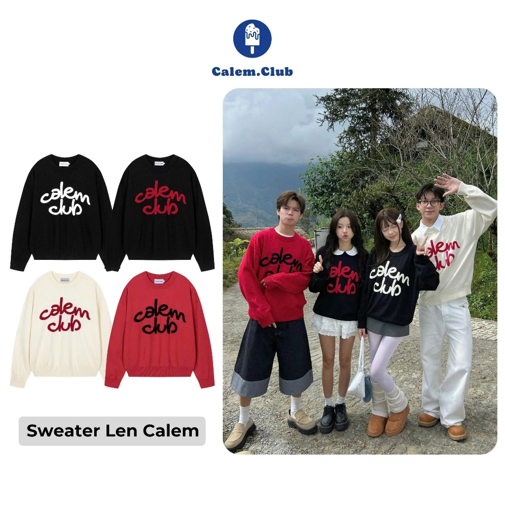 Áo len dệt tay dài Calem LETTERED Sweater Calem Club chất len dệt kim Premium cổ tròn form rộng unisex nam nữ thu đông