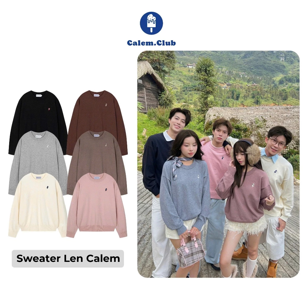 Áo len Sweater SOFT CREAM Calem Club chất len dệt kim Premium cổ tròn form rộng unisex nam nữ thu đông