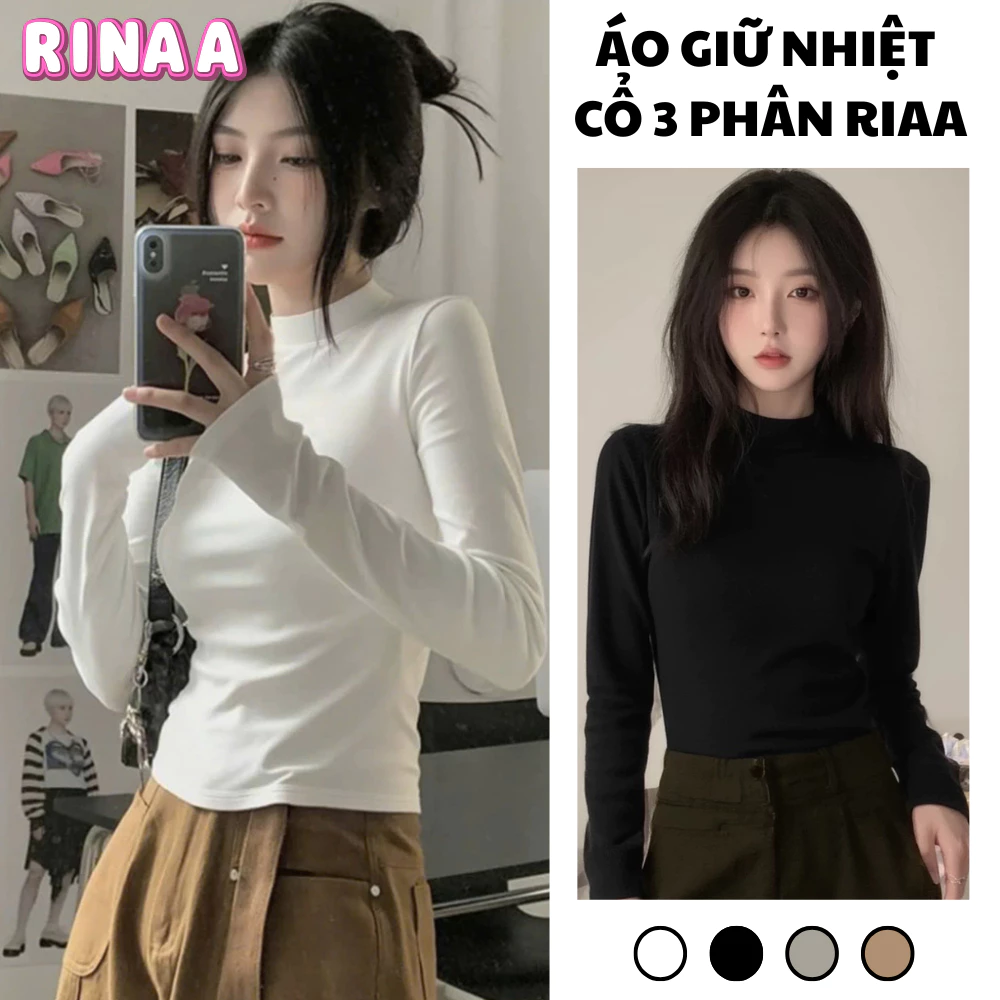 Áo Giữ Nhiệt Nữ LÓT NỈ Co Giãn 4 Chiều Cổ Cao 3 Phân Áo Giữ Nhiệt Ôm BODDY Tôn Dáng Dễ Phối Đồ MIAA