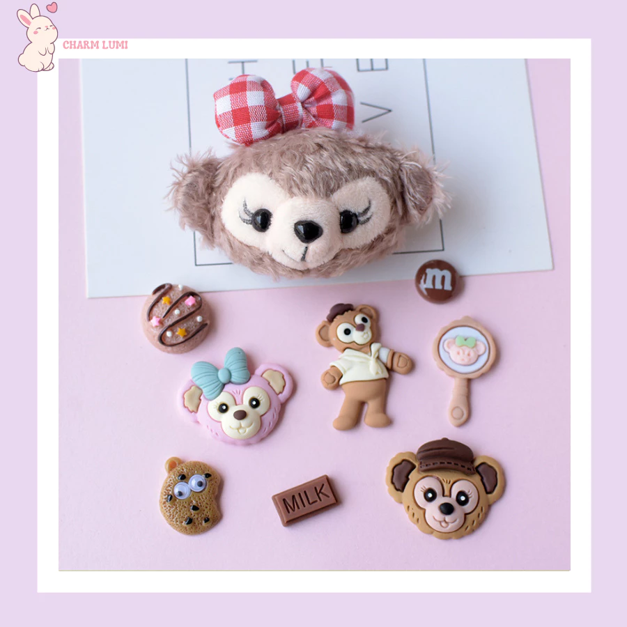 🧸COMBO Gắn Dép Gấu DUFFY Nơ Caro & Kẹo Ngọt – Phụ Kiện Handmade DIY, Charm Gắn Dép Xinh Xắn,...