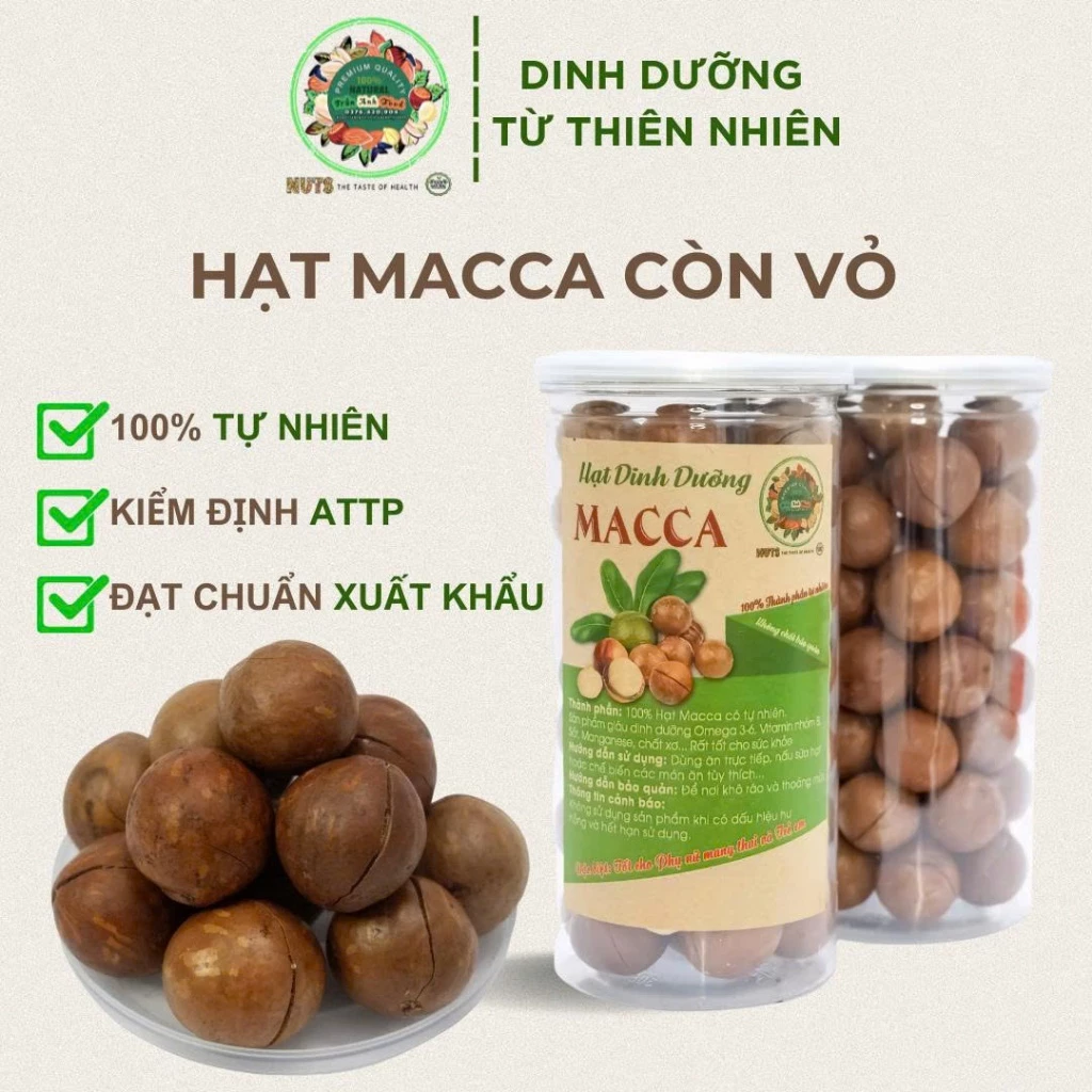 Hạt macca đaklak nứt vỏ sấy Size Đại 28-32 hũ 500g thơm ngon Tặng dụng cụ đồ tách vỏ