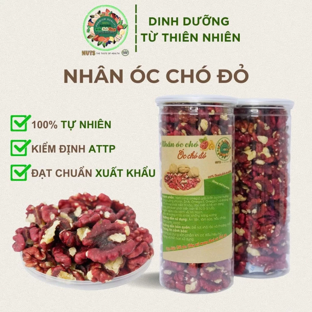 Nhân hạt óc chó đỏ Trần Anh Food -  500g loại 1 thơm ngon sấy nguyên vị, hạt óc chó nướng vị mật ong