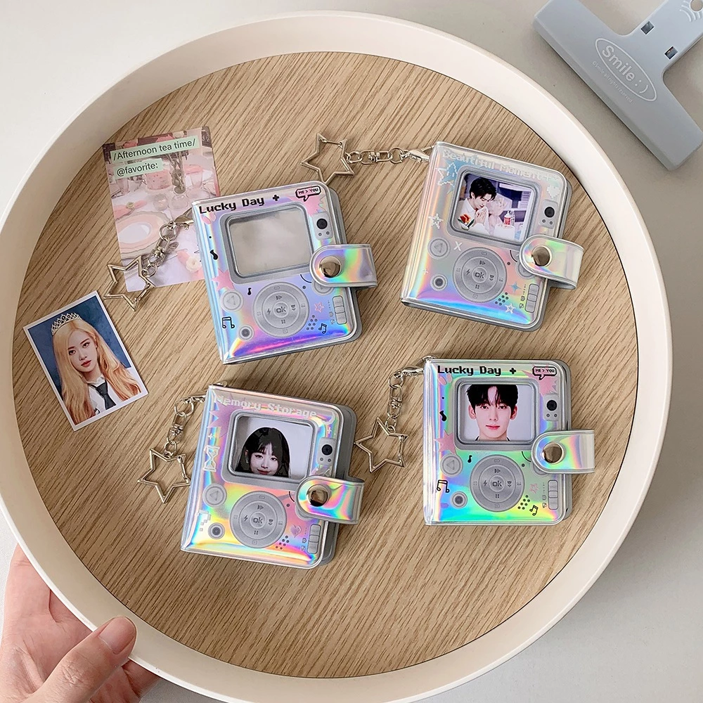 Album 32 Ảnh Mini 3x5 Retro Tạo Hình Máy Ảnh Màu Xám Lấp Lánh 7 Màu Có Móc Khóa Ngôi Sao, Lưu Trữ Ảnh, Quà Tặng