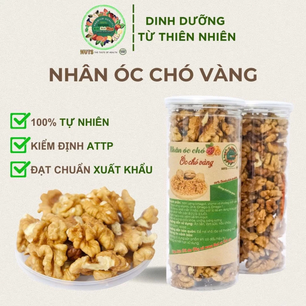 Nhân Hạt óc chó Trần Anh Food - Nhân Hạt óc chó vàng, 500g loại 1 thơm ngon sấy nguyên vị