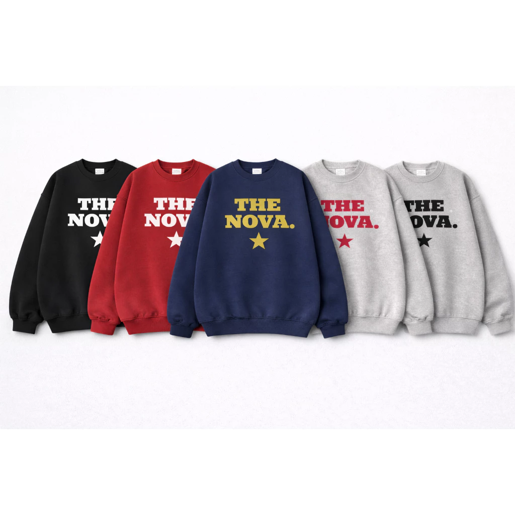 (New arrival) Áo Sweater NOVA Thêu Xù form rộng nam nữ, chất vải nỉ cotton dày dặn, ấm áp form rộng khoác ngoài nam nữ