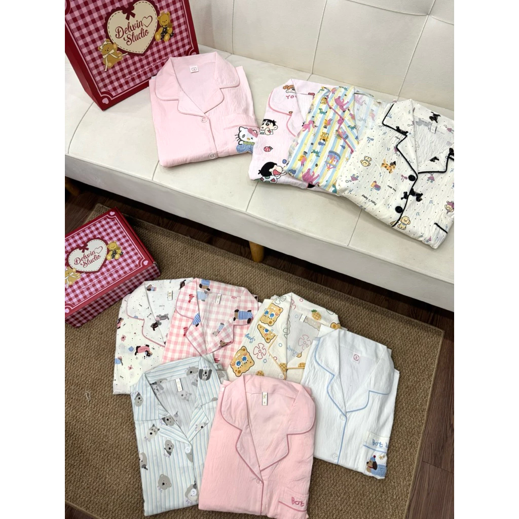 [ 𝑫𝒆𝒍𝒘𝒊𝒏 𝑺𝒕𝒖𝒅𝒊𝒐 ] Bộ Đồ Ngủ Mặc Ở Nhà Tay Dài Nhiều Hoạ Tiết Dễ Thươngq