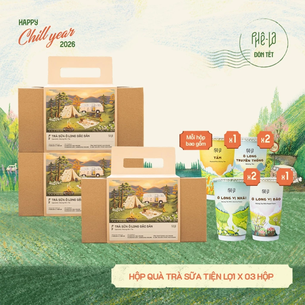 [COMBO 03] Hộp Quà Trà Sữa Tiện Lợi - Hộp 06 ly, 04 loại