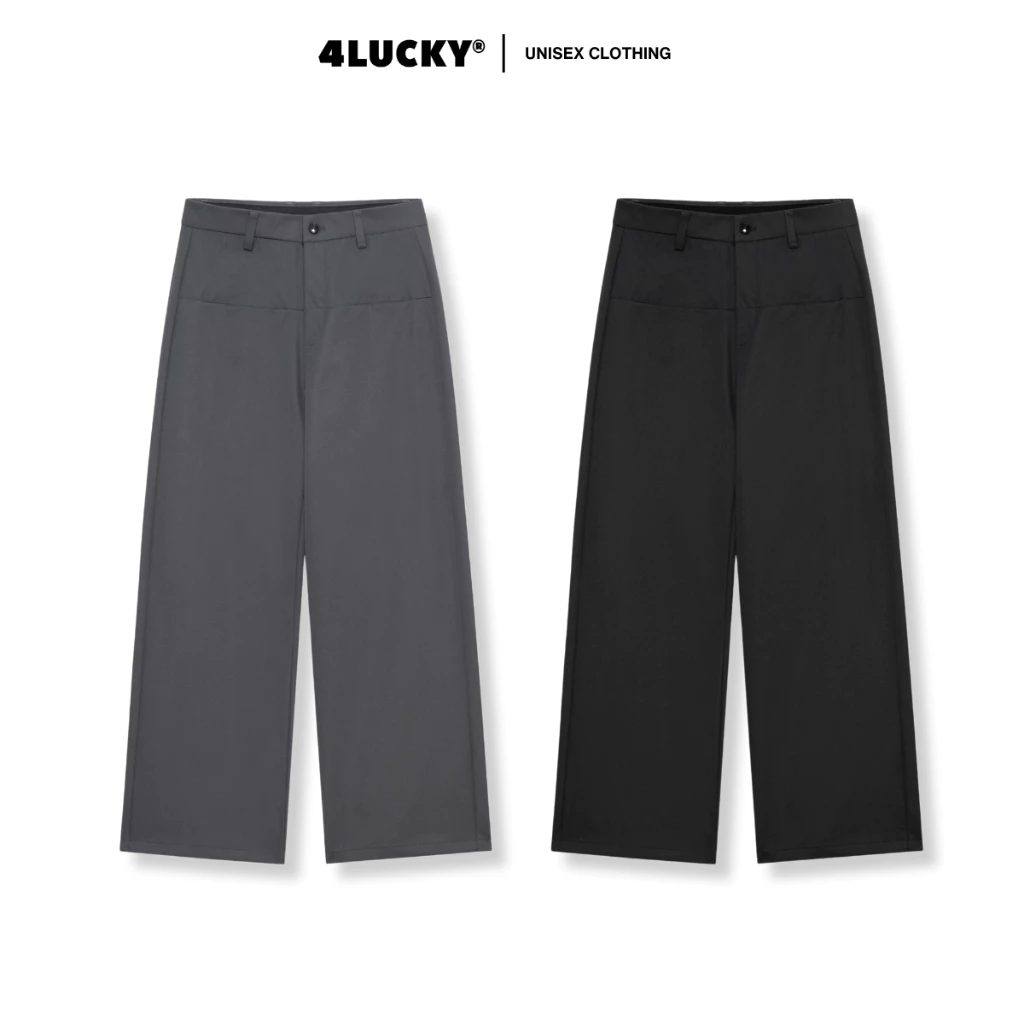 Quần Tây Regular Fit Phối Túi Ngang Unisex 4Lucky 6241, Quần Suông Ống Rộng Co Giãn Nhẹ Thoáng Mát