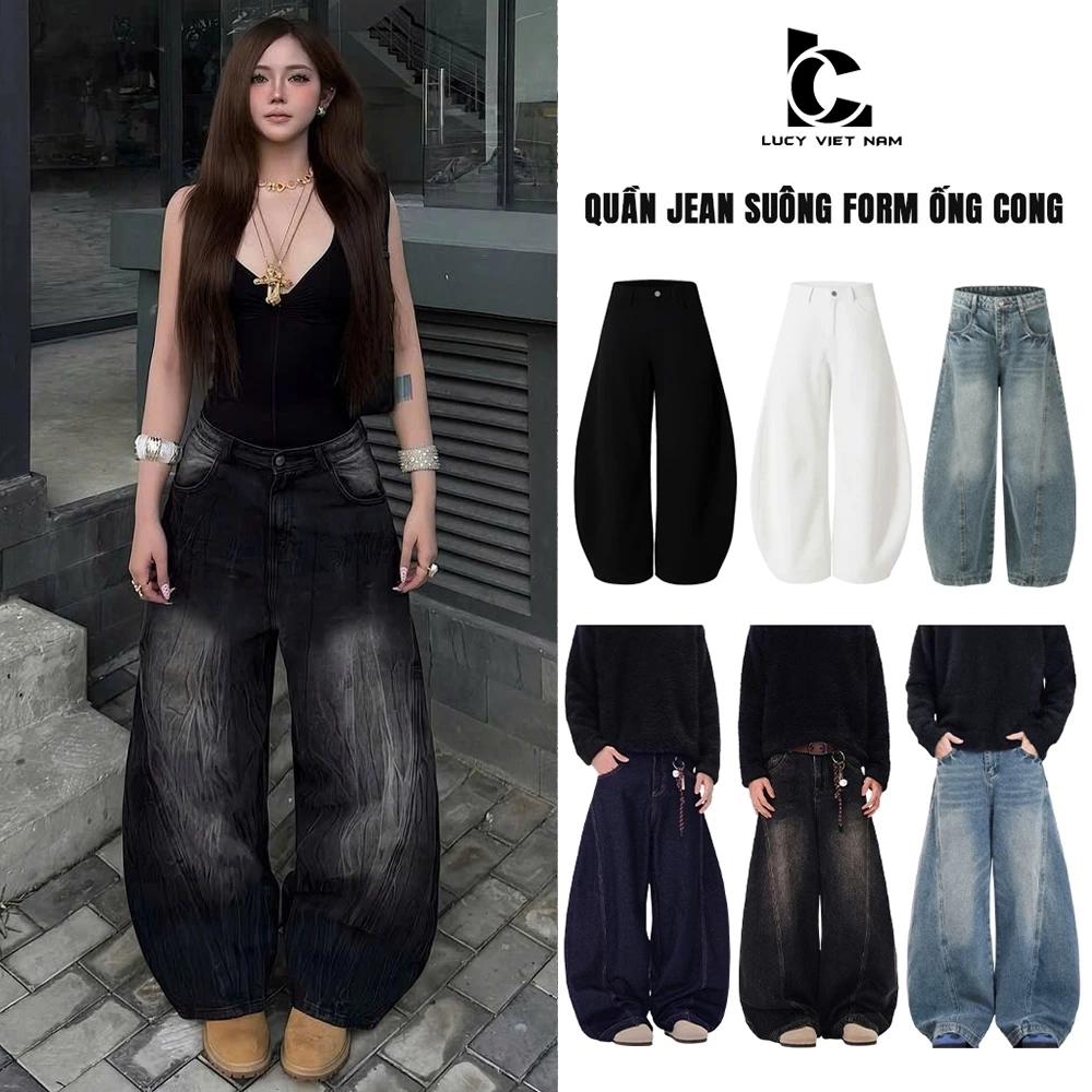 Quần Jean Ống Rộng Form Cong Unisex AVO AVOCADO Wash Đen Phong Cách Streetwear Ulzzang Hiphop Style