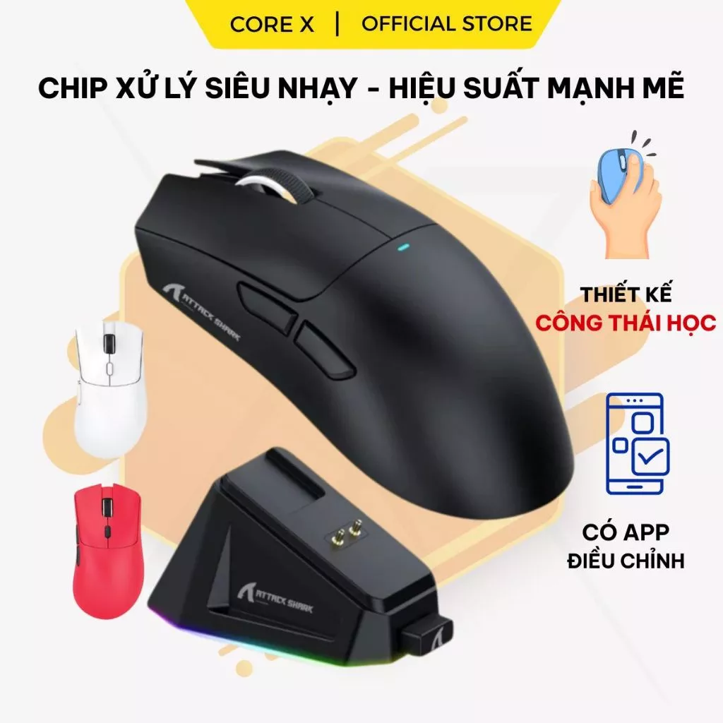 Chuột Gaming Attack Shark R1-X11 Siêu Nhẹ Chip Paw3311 Cực Mạnh 3 Mode Kết Nối Bluetooth / 2.4G / Type-C