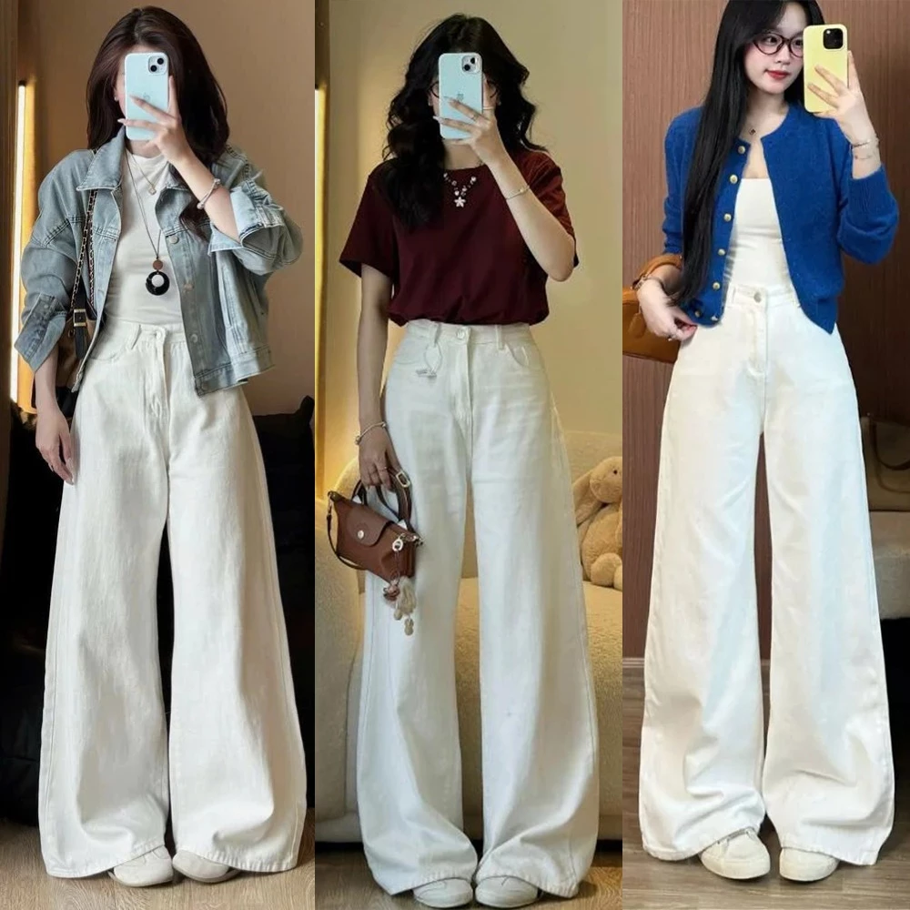 Quần Jean Nữ Ống Rộng 28-33cm Trắng Trơn AVO AVOCADO Cạp Cao Tôn Dáng Che Khuyết Điểm Chất Jean Cao Cấp
