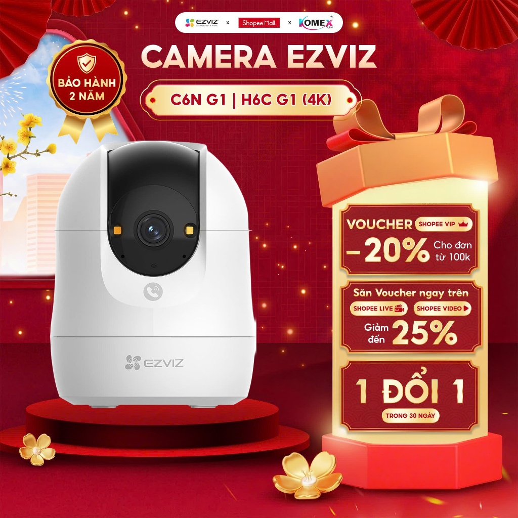 Camera Wifi Trong Nhà EZVIZ H6C G1, C6N G1 5MP 8MP 3K 4K Chống Ngược Sáng, Đàm…