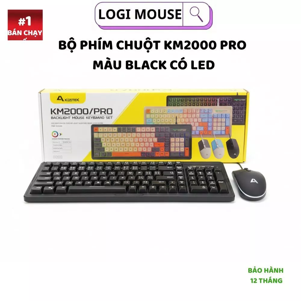 Bộ Bàn Phím + Chuột KM3000+KM2000 PRO, Giả Cơ, Có LED RGB, Văn Phòng, Laptop, PC, BH 1 Năm