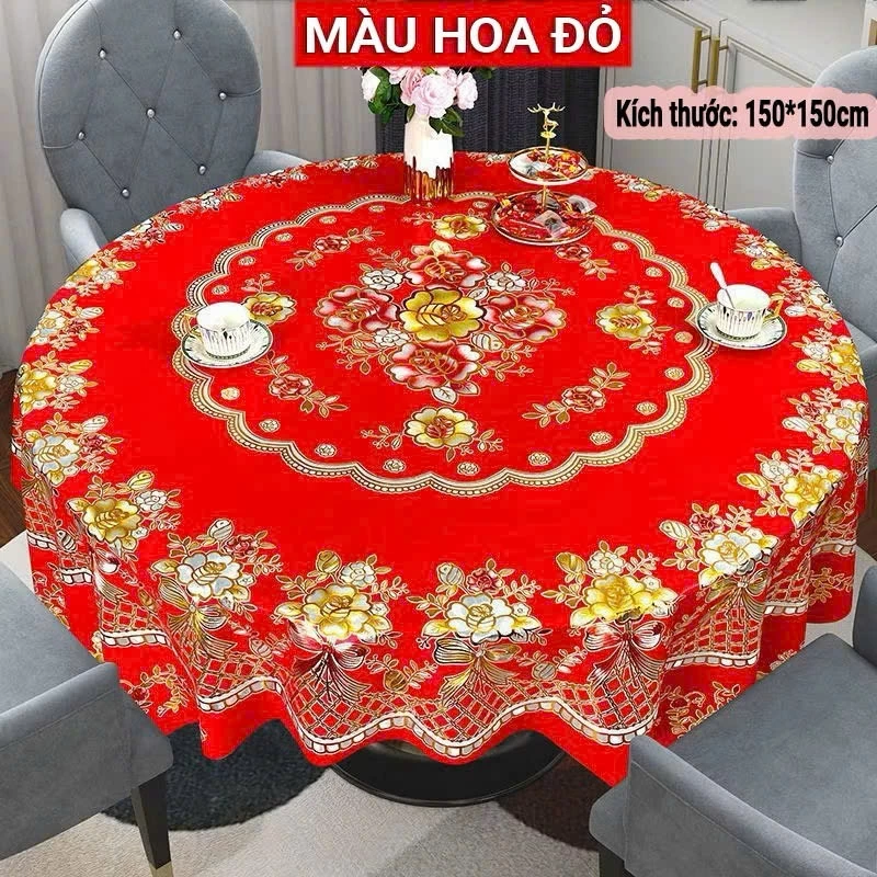 Khăn trải bàn tròn và vuông 3D 1,5m sang trọng không thấm nước, chống thấm dầu mỡ, dễ lau chùi