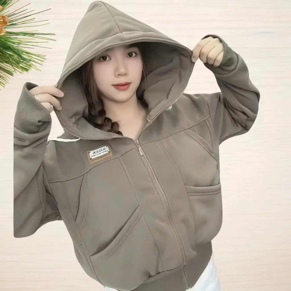 Áo khoác nỉ hoodie zip 6 túi nón to hai lớp dày dặn