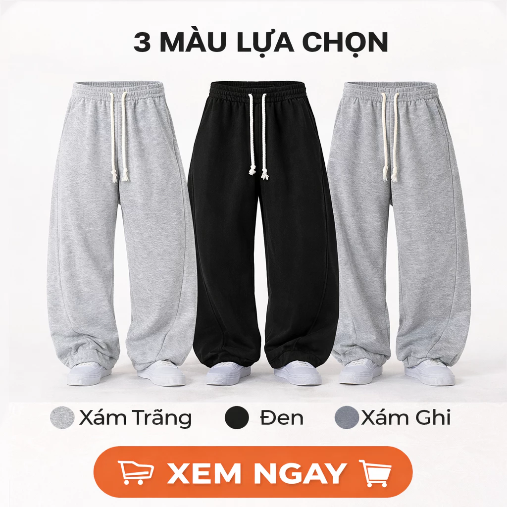 Quần Nỉ form Ống Cong tôn dáng che khuyết điểm tốt, vải nỉ ép dày dặn, chất vải không xù, phong cách streetwear