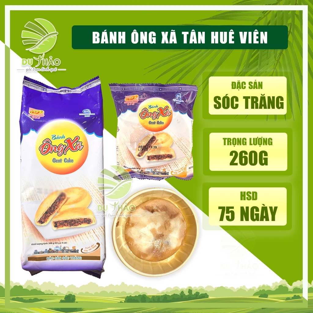 Bánh ông xã Tân Huê Viên túi 260g gồm 4 bánh, bánh pía Sóc Trăng