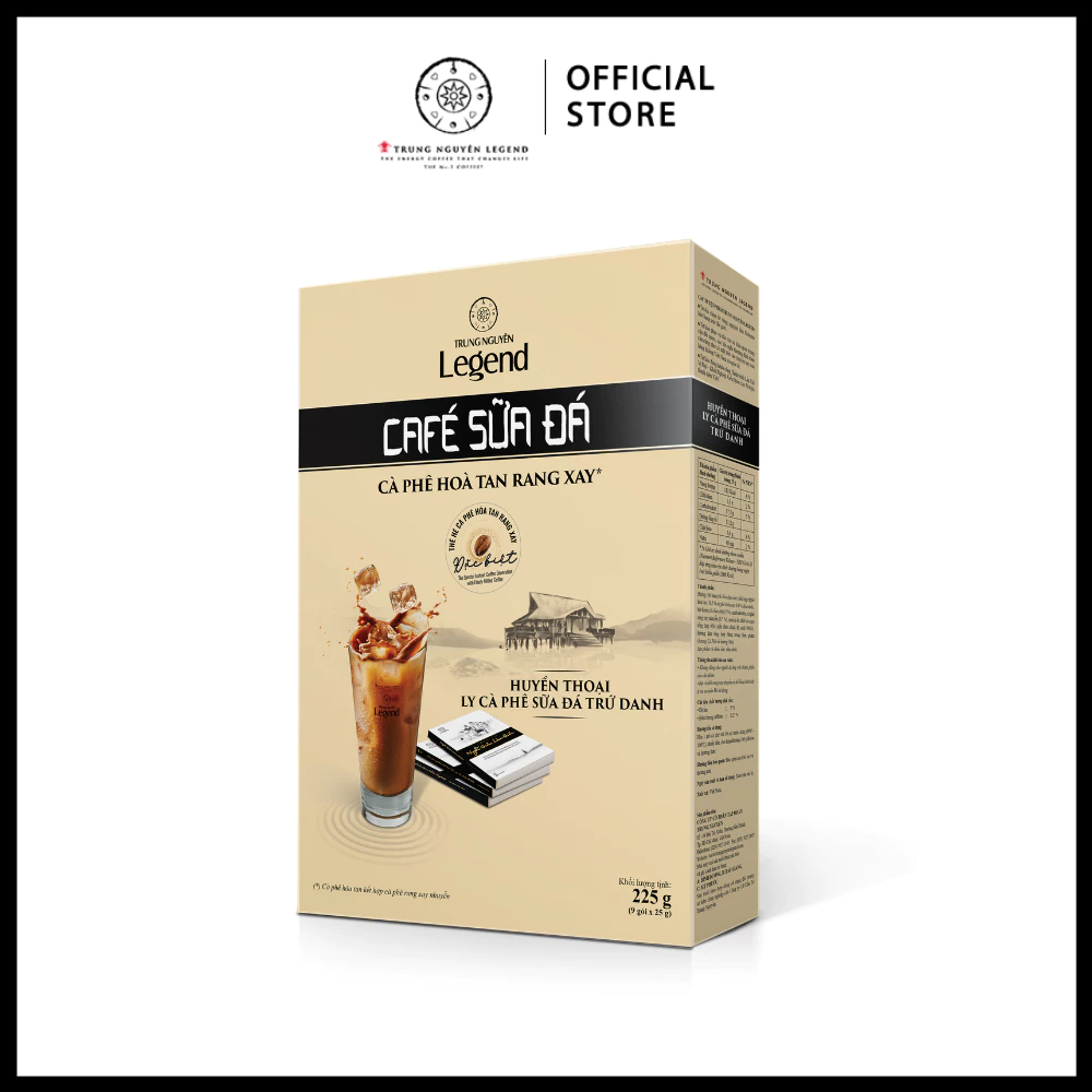 Trung Nguyên Legend - Cà phê hoà tan rang xay 3in1 Cafe sữa đá - Hộp 9 gói x 25gr