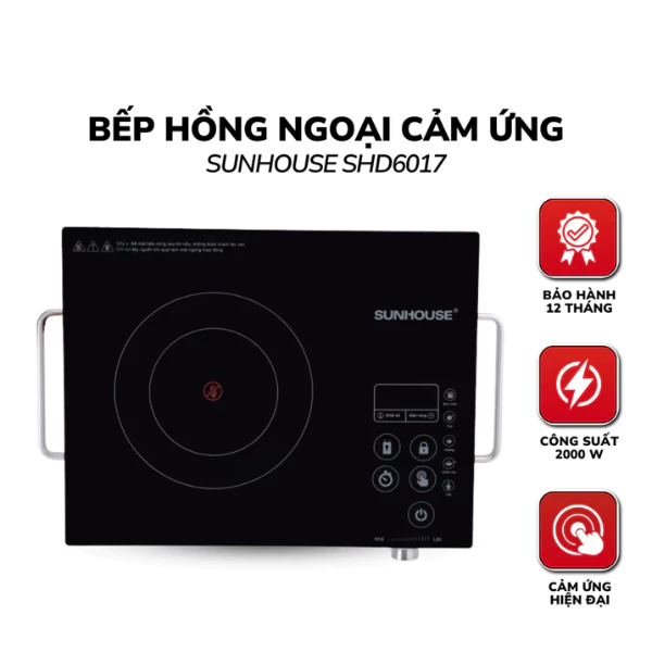 Bếp Hồng Ngoại Cảm Ứng Sunhous SHD6017- Mặt Bếp Chịu Nhiệt Lên Đến 800°C - Bảo Hành 12 Tháng