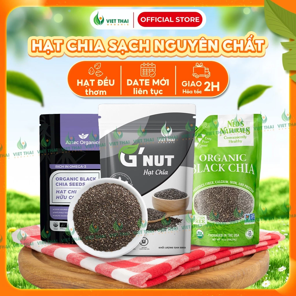 [HỎA TỐC 2H] Hạt Chia Sạch - Chia Organic Hữu Cơ Nguyên Chất Hạt Đều Đẹp Eatclean Dưỡng Tóc Detox Giải Nhiệt